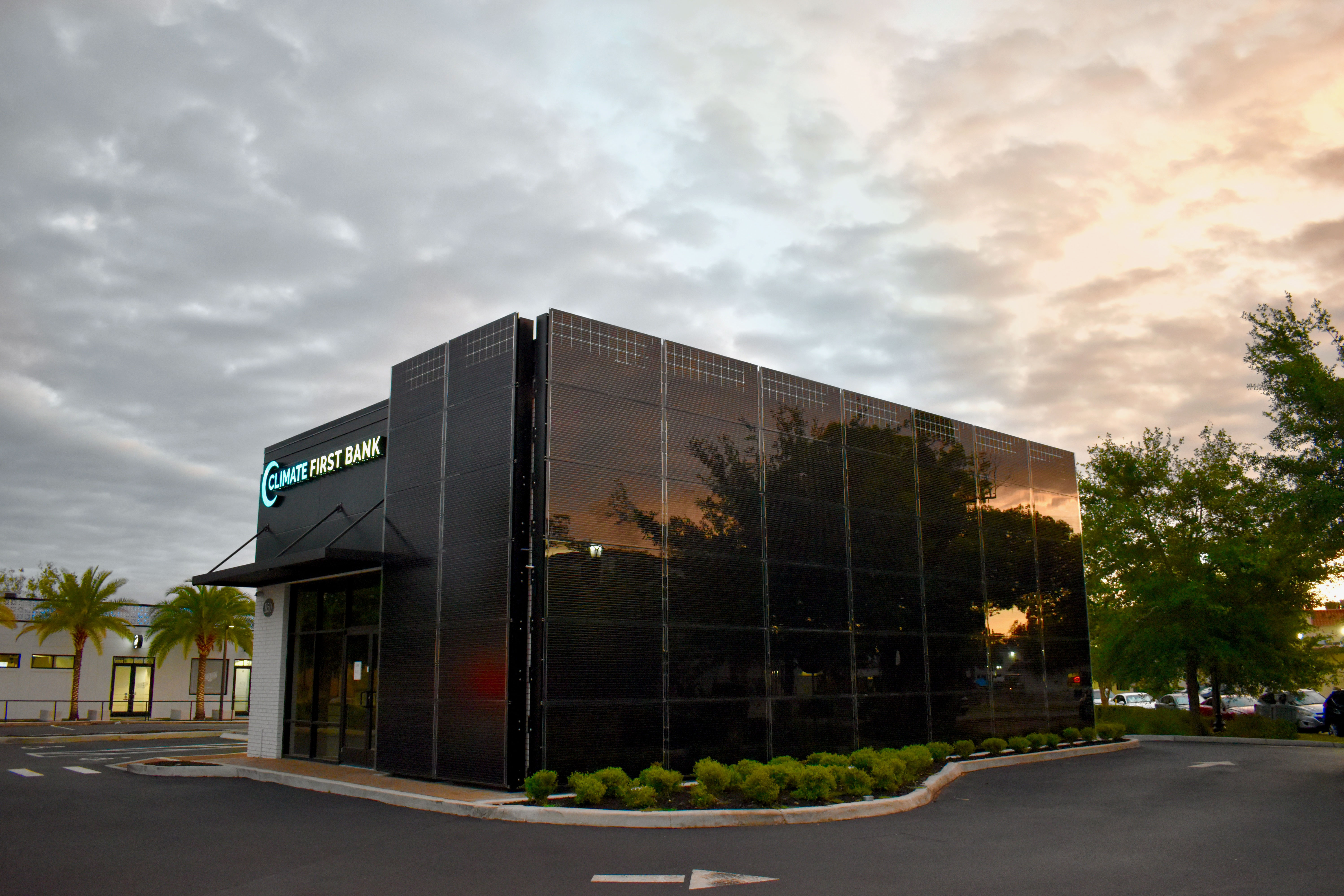 An exterior shot of Climate First Bank